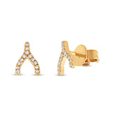 0.06ct 14k Yellow Gold Diamond Wishbone Stud Earring